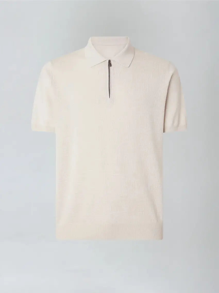 Ethan Beige Polo with Zip - Stylish Comfort