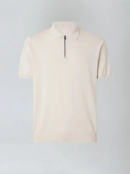 Ethan Beige Polo with Zip - Stylish Comfort