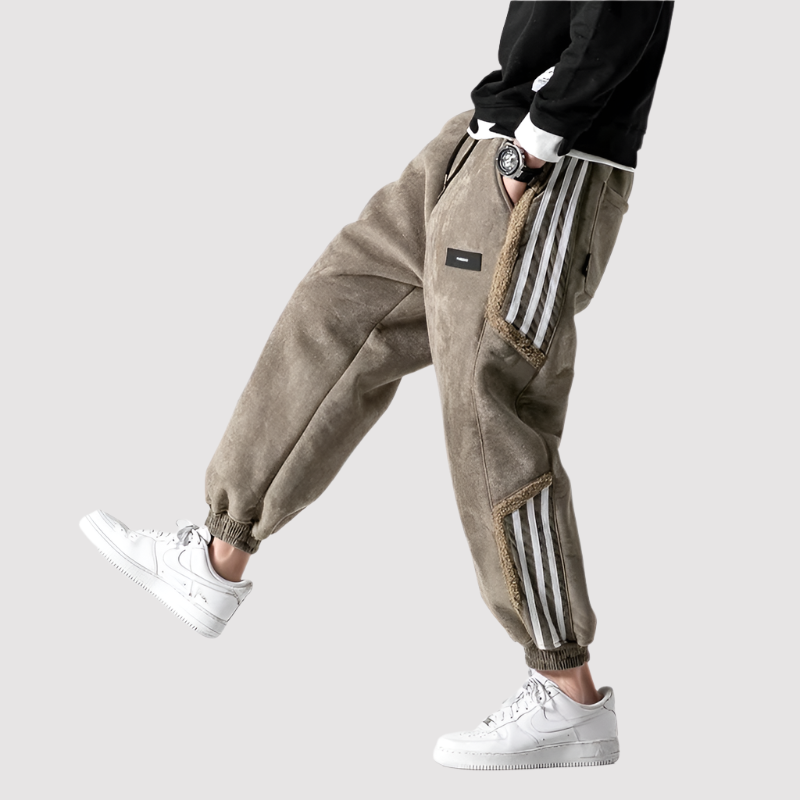 Joris Fleece-Lined Casual Joggers with Striped Details
