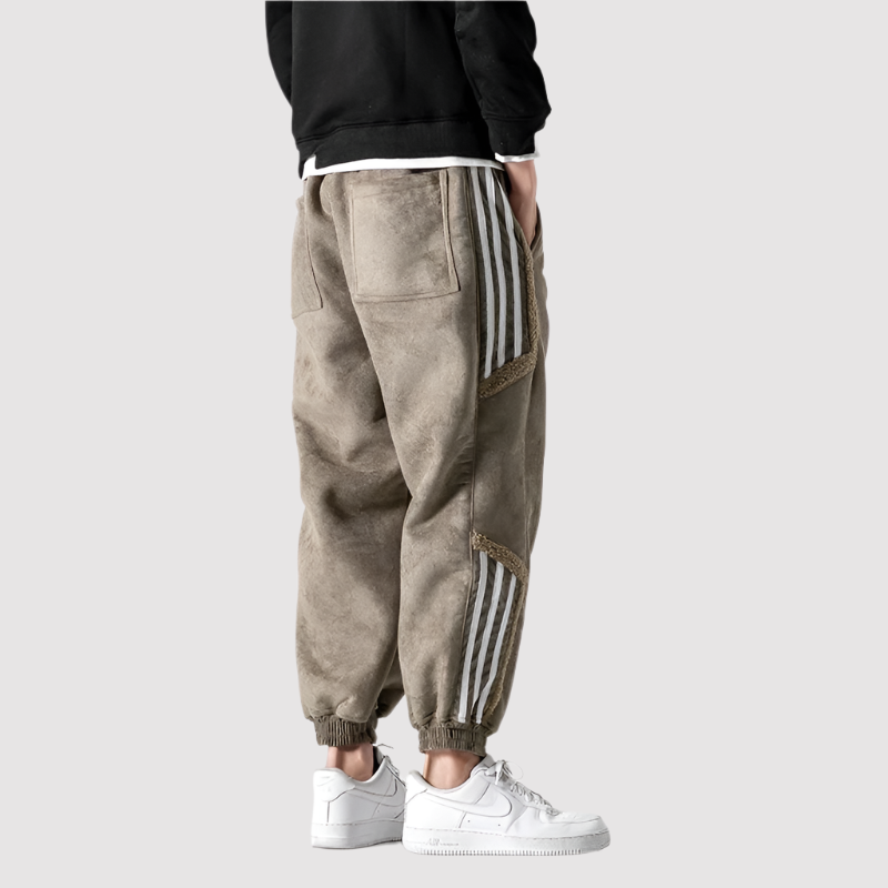 Joris Fleece-Lined Casual Joggers with Striped Details