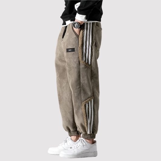 Joris Fleece-Lined Casual Joggers with Striped Details