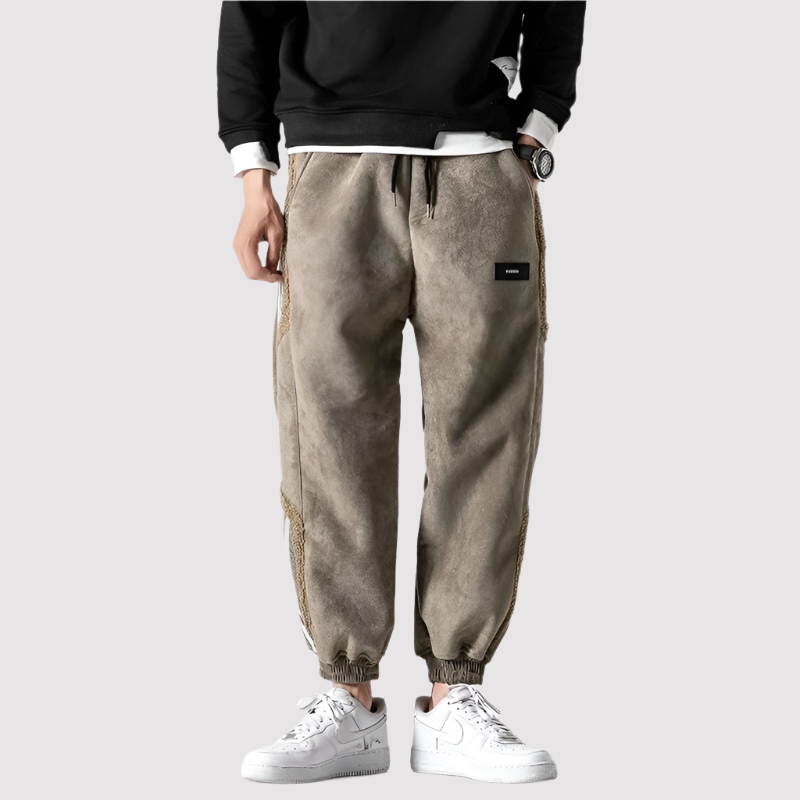 Joris Fleece-Lined Casual Joggers with Striped Details