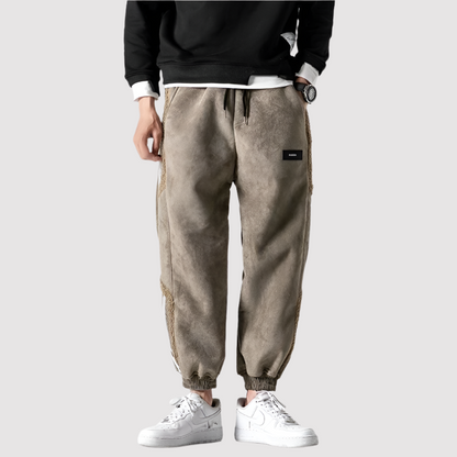 Joris Fleece-Lined Casual Joggers with Striped Details