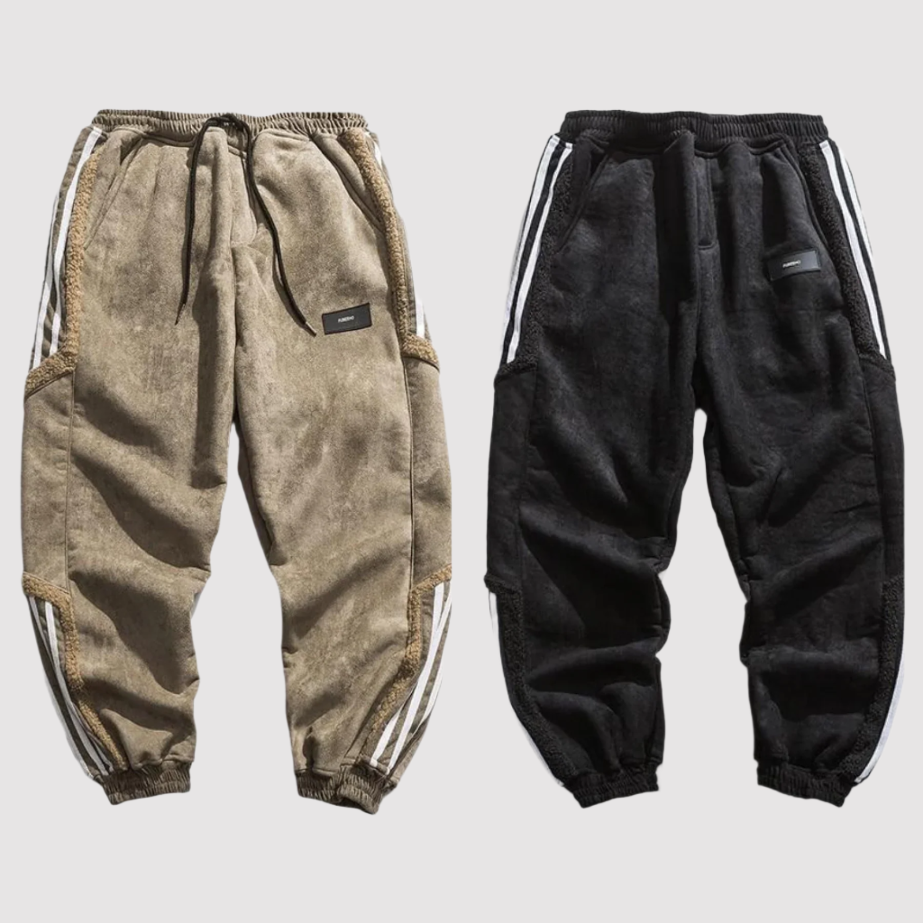 Joris Fleece-Lined Casual Joggers with Striped Details