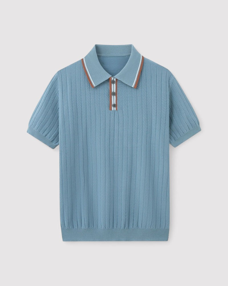 Harry | Stylish Men's Ribbed Knit Polo Shirt