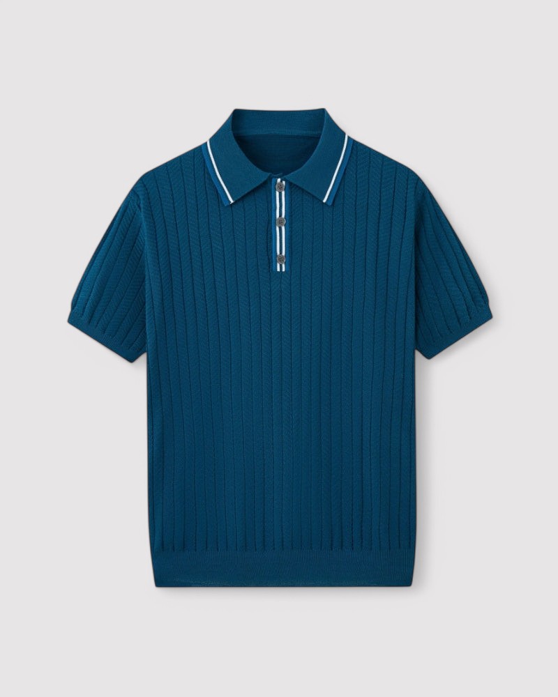 Harry | Stylish Men's Ribbed Knit Polo Shirt