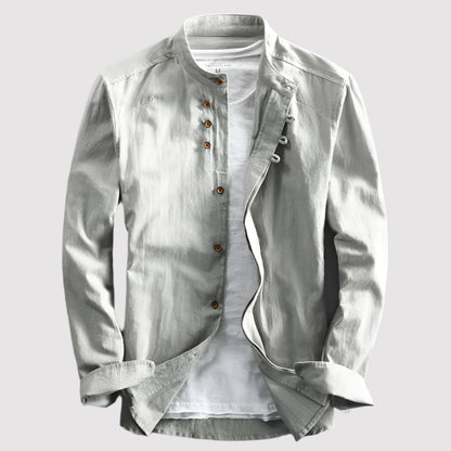 Davy | Slim-Fit Long-Sleeve Men’s Shirt with Steel Collar
