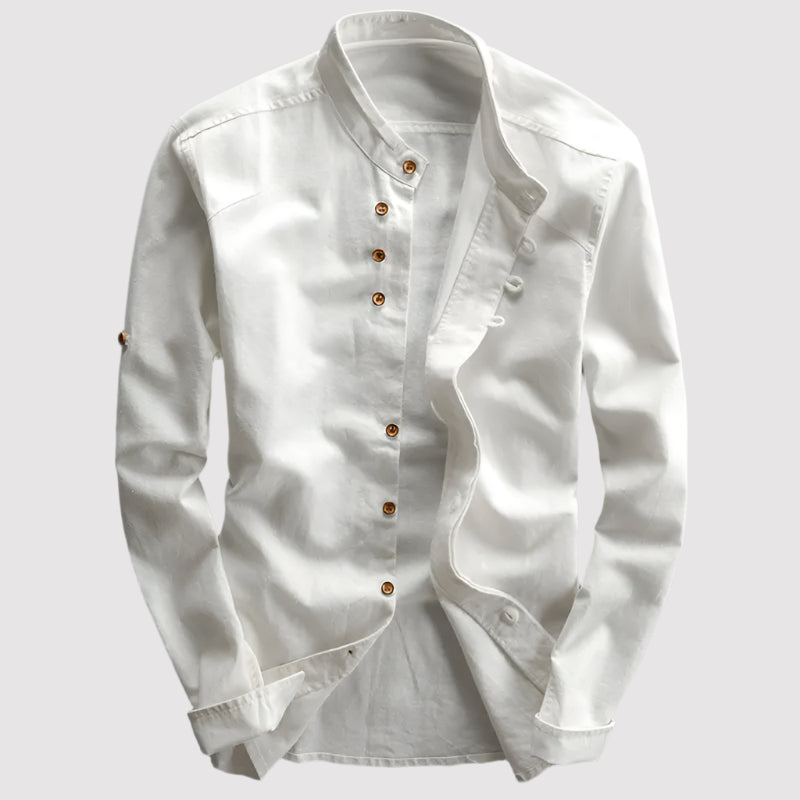 Davy | Slim-Fit Long-Sleeve Men’s Shirt with Steel Collar