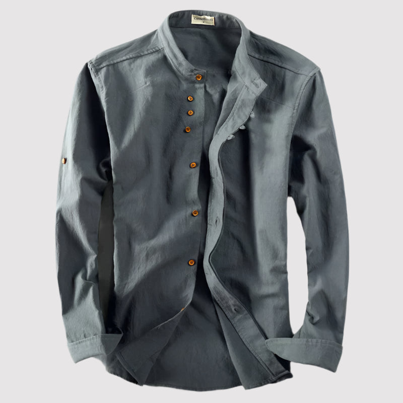 Davy | Slim-Fit Long-Sleeve Men’s Shirt with Steel Collar
