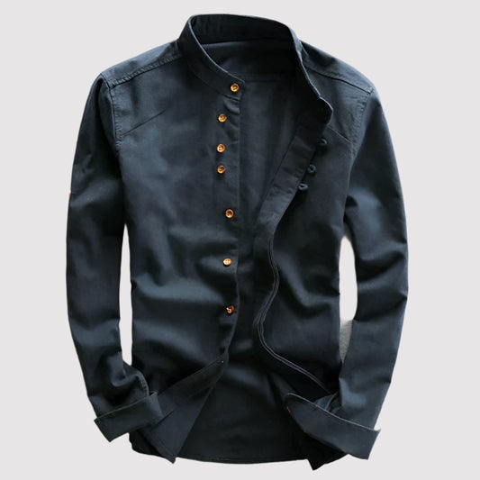 Davy | Slim-Fit Long-Sleeve Men’s Shirt with Steel Collar