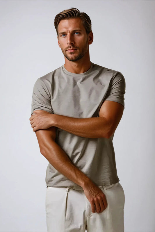 Luxury Men's Grayson Taupe Signature Supima T-shirt