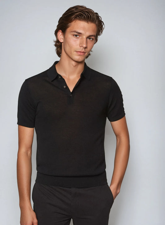 "James Premium Black Polo Shirt - Stylish Comfort for Men"