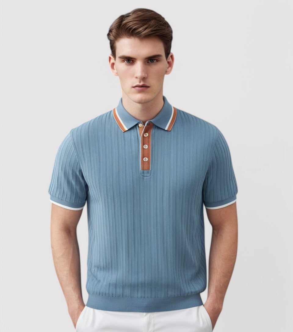 Harry | Stylish Men's Ribbed Knit Polo Shirt