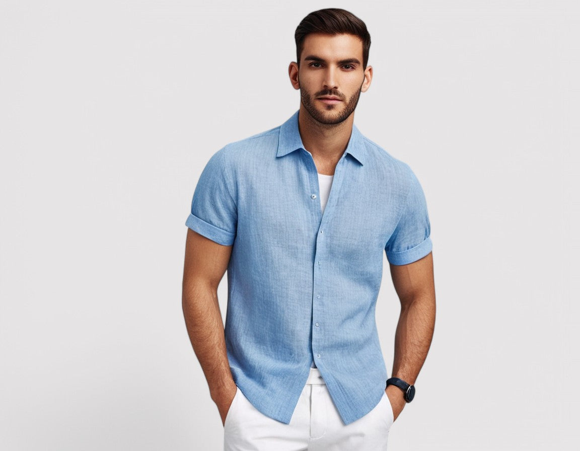 Casual Linen Short-Sleeved Men's Shirt - Jack