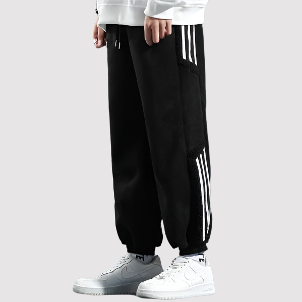 Joris Fleece-Lined Casual Joggers with Striped Details
