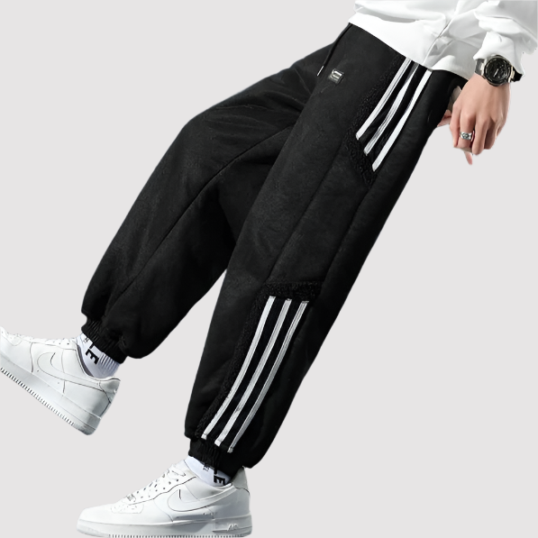 Joris Fleece-Lined Casual Joggers with Striped Details
